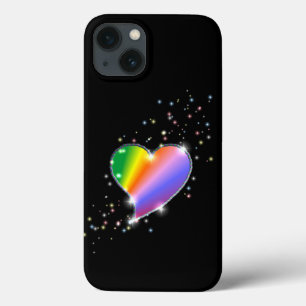 Case-Mate iPhone Case Coeur arc-en-ciel avec étoiles sur noir