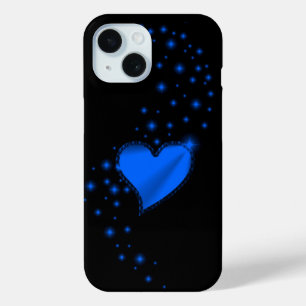 Coque Pour iPhone 15 Coeur arc-en-ciel bleu avec étoiles