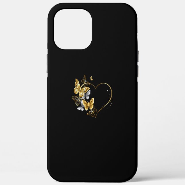 Coques Case-Mate iPhone Coeur aux papillons d'or (Verso)