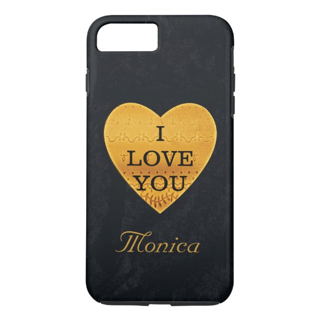 Coques Case-Mate iPhone Coeur Black & Gold personnalisé Je t'aime (Dos)