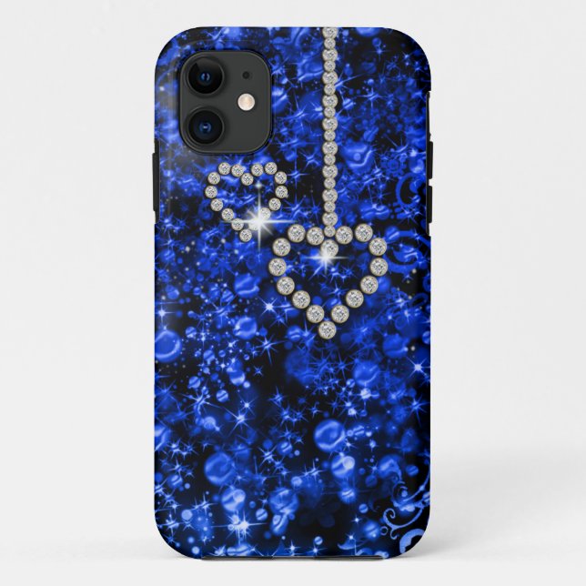 Coques Case-Mate iPhone Coeur bleu de diamant (Dos)