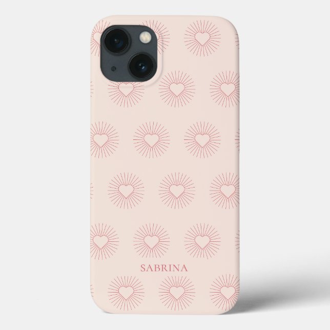Coques Case-Mate iPhone Coeur boho rose tendance personnalisée (Verso)