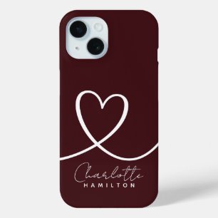 Coque Pour iPhone 15 Coeur d'Amour Moderne Coeur Personnalisé Aiguille 