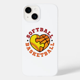 Coque Pour iPhone 14 Coeur de basketball de softball