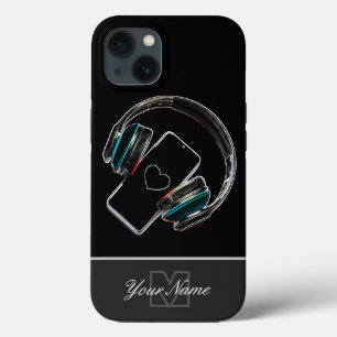 Case-Mate iPhone Case Coeur de casque de smartphone Neon-Pop-Art Monogra