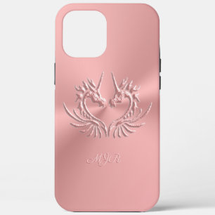 Case-Mate iPhone Case Coeur de dragon rose avec Initiales de Monogramme 