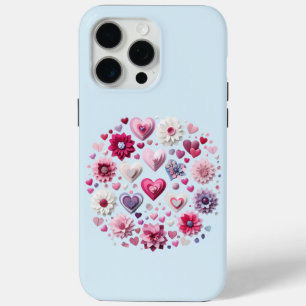 Coque iPhone 15 Pro Max Coeur de la Saint Valentin florale