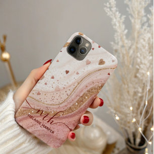 Case-Mate iPhone Case coeur de parties scintillant en or rose doux