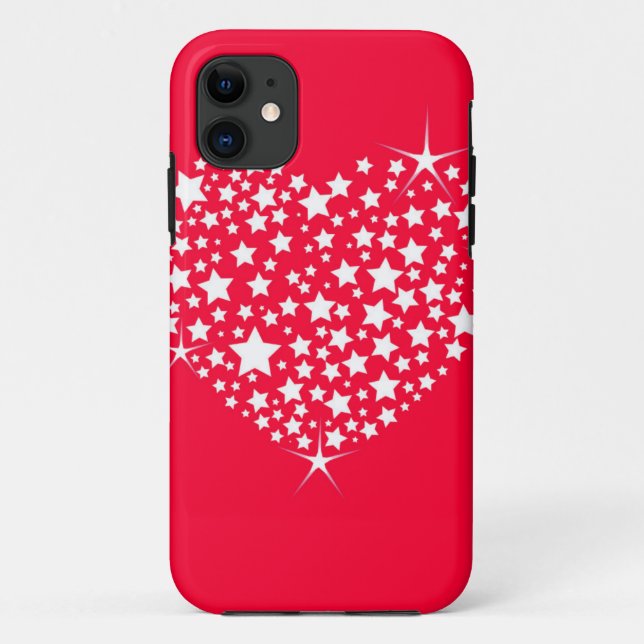 Coques Case-Mate iPhone Coeur de Parties scintillant rouge et blanc (Dos)