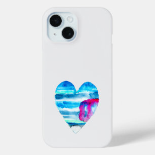 Coque Pour iPhone 15 Coeur d'eau bleu