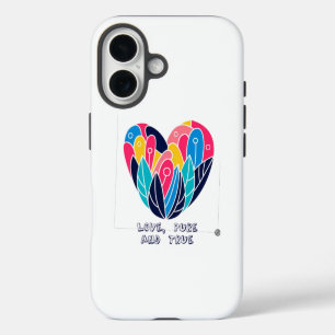 Coques iPhone 16 Coeur des plumes vibrantes
