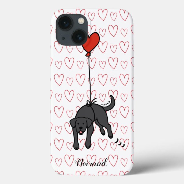 Coques Case-Mate iPhone Coeur floral noir du Labrador  (Verso)
