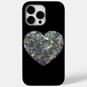 Coque Pour Pour iPhone 14 Pro Max Cœur pailleté argenté en mosaïque scintillante