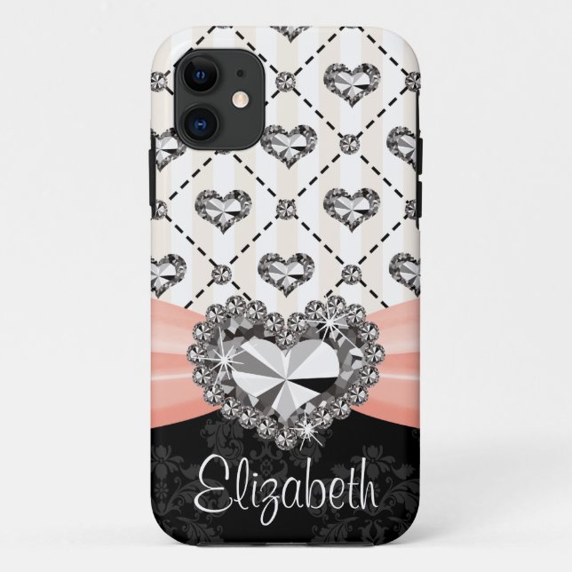 Coques Case-Mate iPhone Coeur rose de fausse pierre d'arc (Dos)