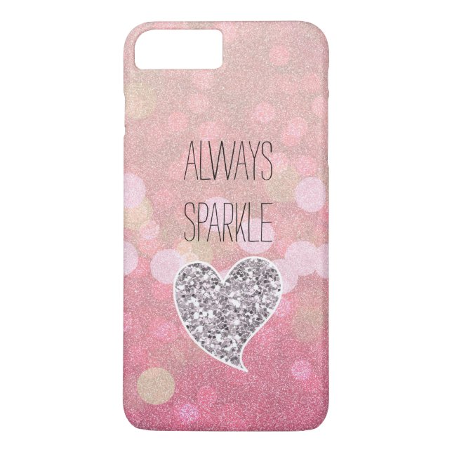 Coques Case-Mate iPhone Coeur rose de parties scintillantes d'argent (Dos)