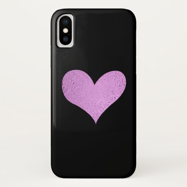 Coques Case-Mate iPhone Coeur rose et boîtier de téléphone noir (Dos)