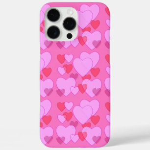 Coques iPhone 16 Pro Max cœur rose Fond de cœur brillant rose