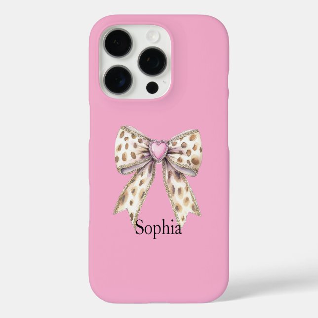 Coques Case-Mate iPhone Coeur rose Leopard Girl Bow (Verso)