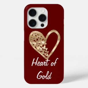 Coque iPhone 15 Pro Coeur rouge d'or
