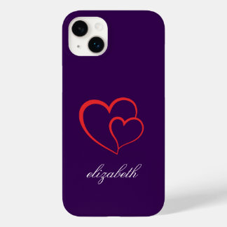 Coque Pour iPhone 14 Plus cœur rouge forme fond coloré personnalisé 