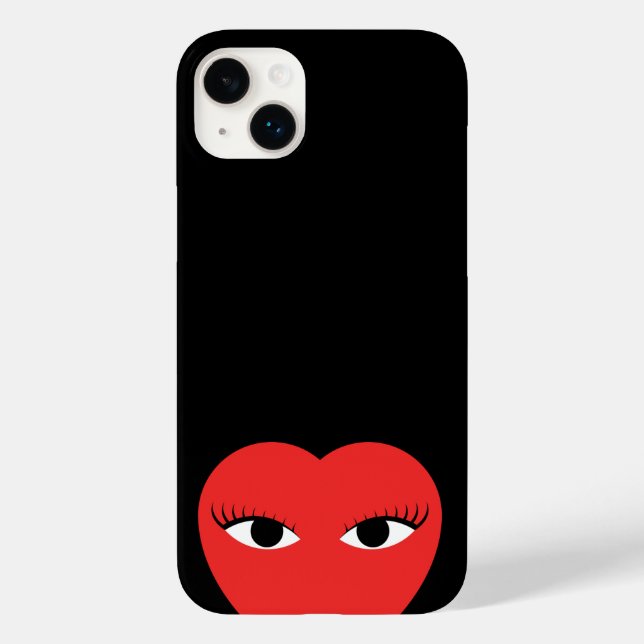 Coques Case-Mate iPhone Coeur rouge mignon élégant avec yeux (Verso)