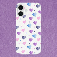 Coeurs Aquarelle Motif rose Bleu pourpre