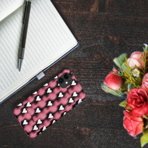 Case-Mate iPhone Case Coeurs blancs sur le panneau rouge