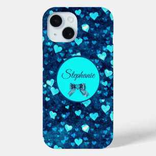 Coque Pour iPhone 15 Coeurs bleus vifs