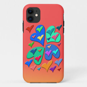 Coque iPhone 11 Coeurs colorés