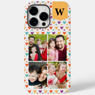 Coque Pour Pour iPhone 14 Pro Max Coeurs colorés Monogramme personnalisé 4 photos