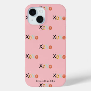 Coque Pour iPhone 15 Cœurs Colorés "XOXO" Saint-Valentin