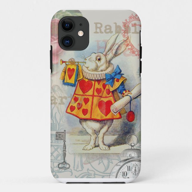 Coques Case-Mate iPhone Coeurs de lapin blanc Alice Classic (Dos)