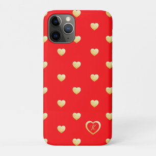 Case-Mate iPhone Case Coeurs de monogramme rouge vif sur le rouge