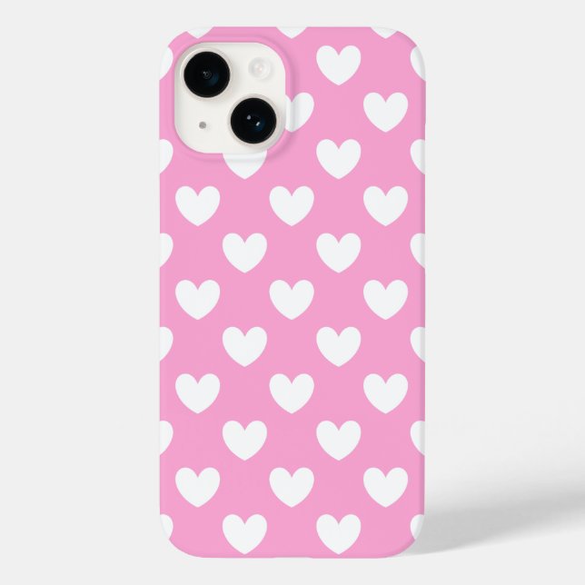 Coques Case-Mate iPhone Coeurs de polka blanc sur Cotton Candy rose (Verso)
