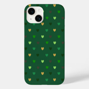 Coque Pour iPhone 14 Coeurs de Polka sur vert de forêt