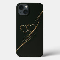 Coeurs d'or noir Coque-coque iphone Mate