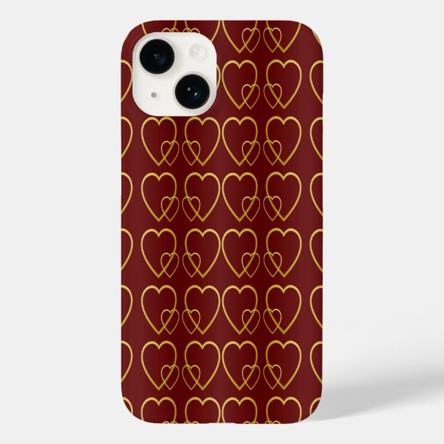 Coques Case-Mate iPhone Coeurs d'or sur marron (Verso)