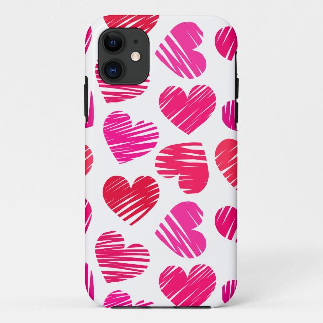 Coques Case-Mate iPhone Coeurs dorés rouges et roses modernes Valentine (Dos)