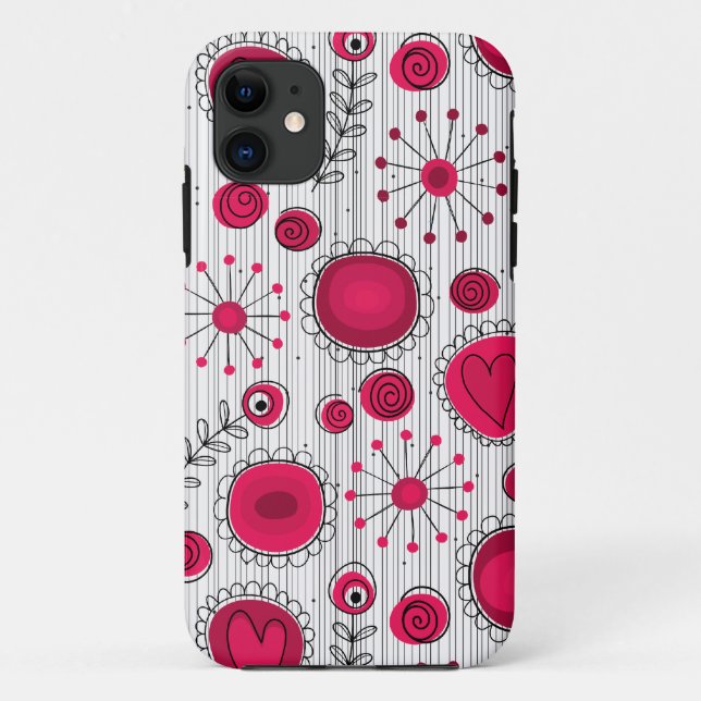 Coques Case-Mate iPhone Coeurs et fleurs blancs et rouges blancs (Dos)