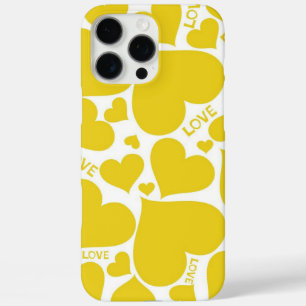 Coques iPhone 16 Pro Max Cœurs jaunes gras et lumineux d'amour