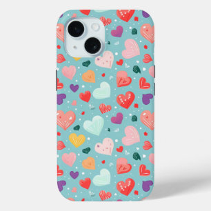 Coque Pour iPhone 15 Coeurs mignons Motif coloré