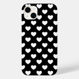Coque Pour iPhone 14 Plus Coeurs Noirs Et Blancs Style Polka Dot