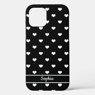 Case-Mate iPhone Case Cœurs personnalisés avec prénoms motif noir mignon