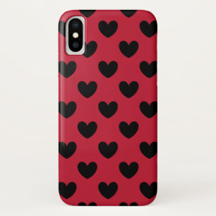 Case-Mate iPhone Case Cœurs pois noirs sur fond rouge