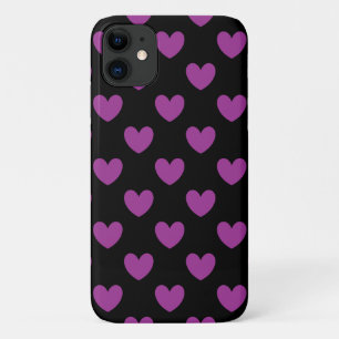 Case-Mate iPhone Case Cœurs pois violets sur fond noir