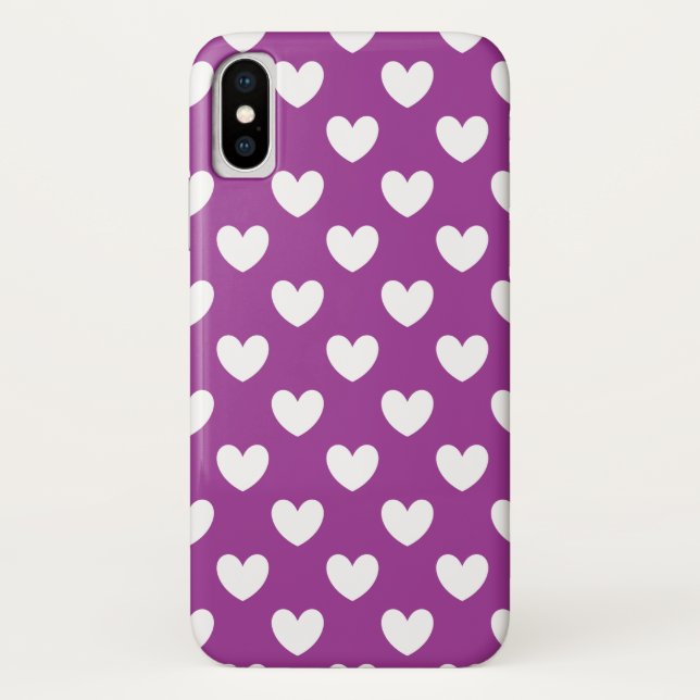 Coques Case-Mate iPhone Coeurs polka blanc sur Cactus violet Fleur violet (Dos)