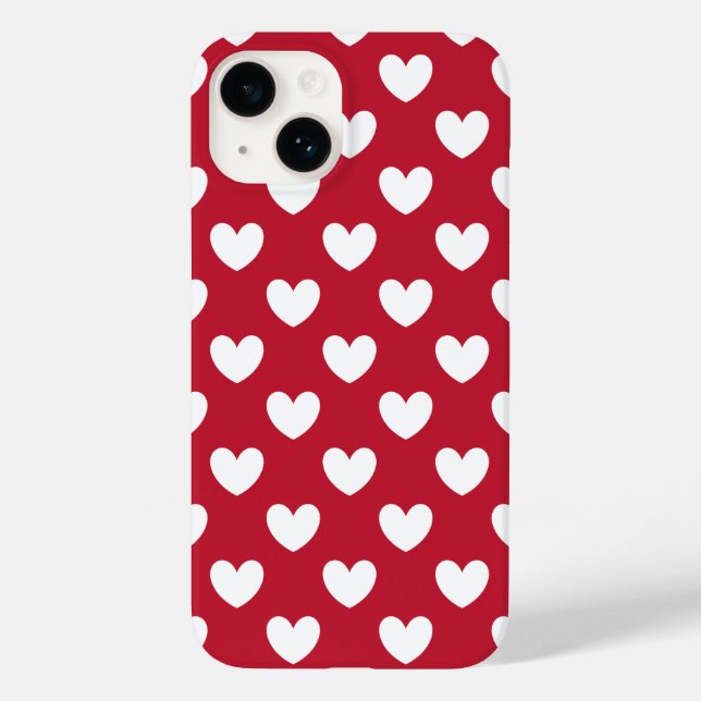 Coques Case-Mate iPhone Coeurs polka blancs et rouges (Verso)