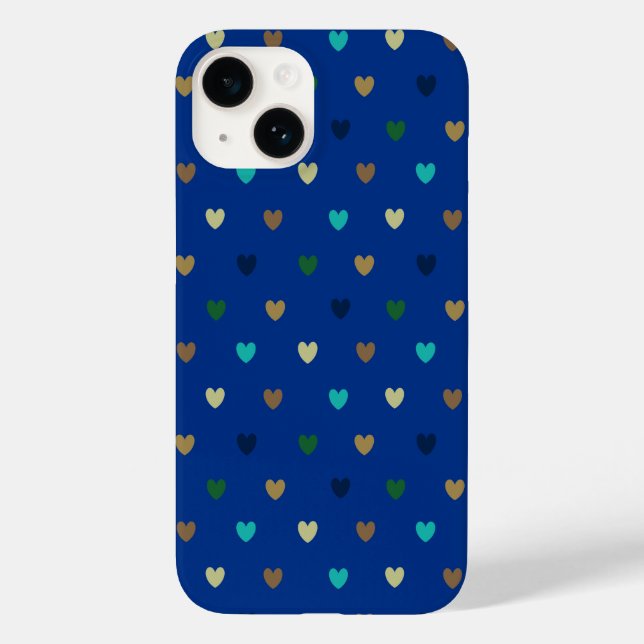 Coques Case-Mate iPhone Coeurs Polka dans les tons bleu paon (Verso)