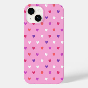Coque Pour iPhone 14 Coeurs polka rose