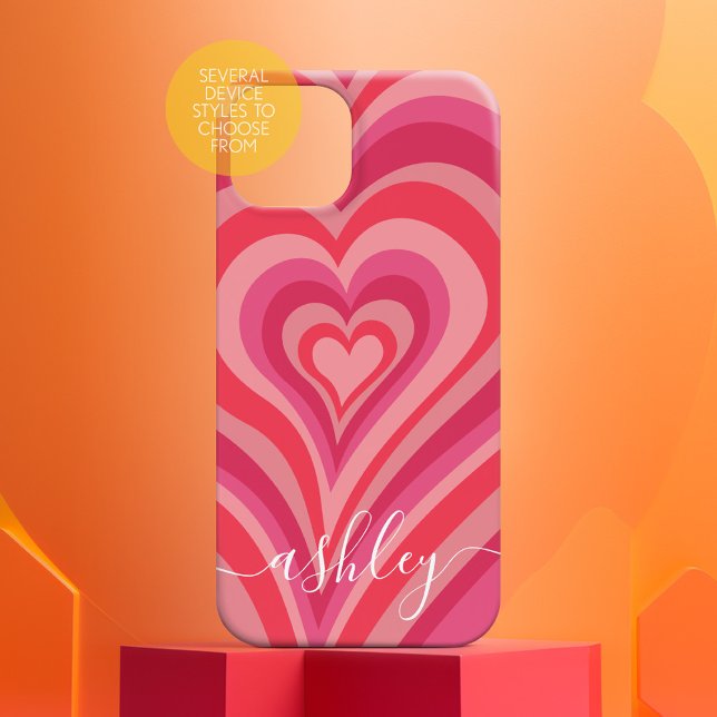 Coques Case-Mate iPhone Coeurs psychédéliques Calligraphie Nom du script P (Personalized Phone Case with Custom Name - Pick Your Device)